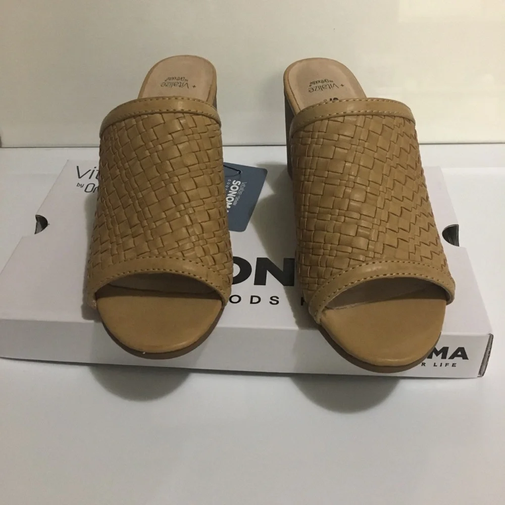 Sonoma Woven Tan Open-Toe Block Heel Sandal - Picture 5 of 13